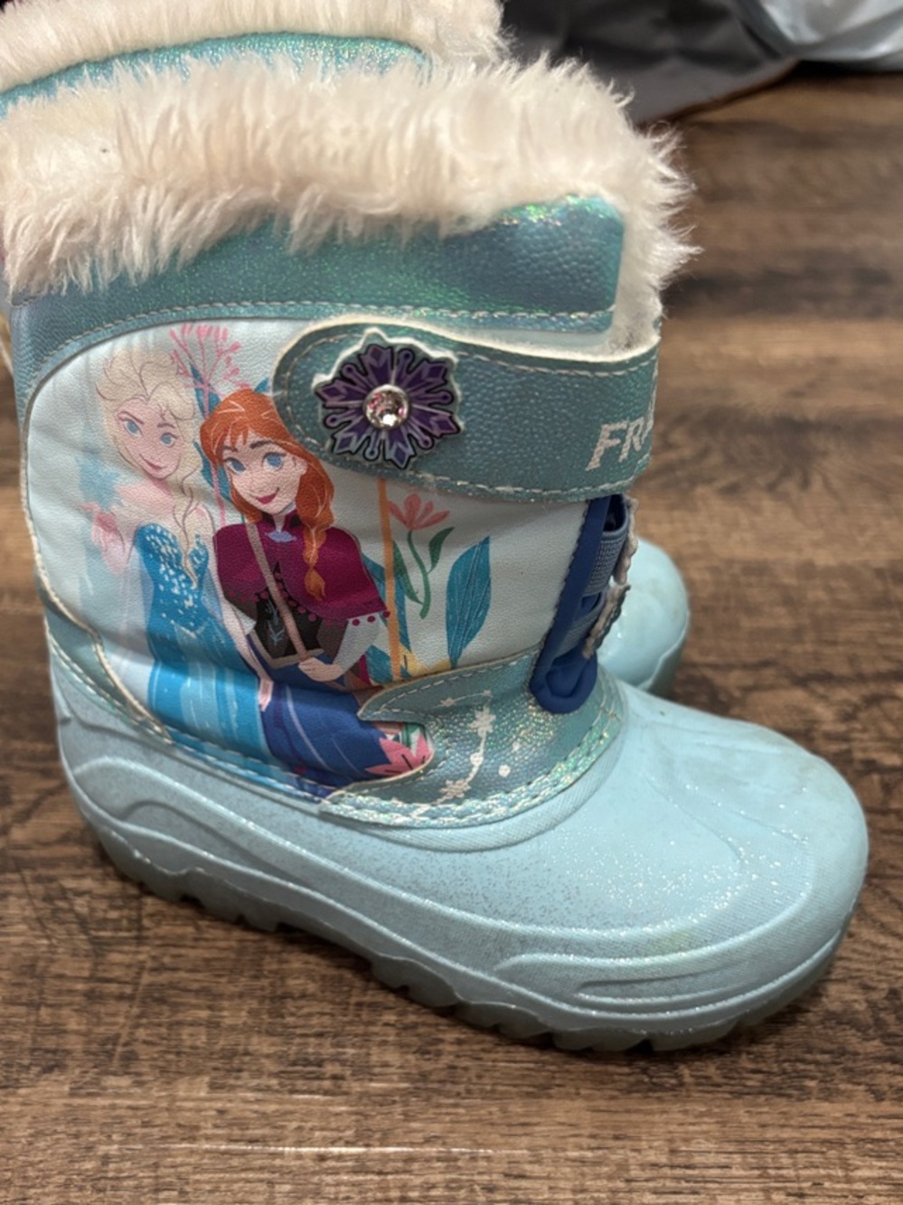 Disney Frozen Light Blue & White Girls Winter Snow Boots